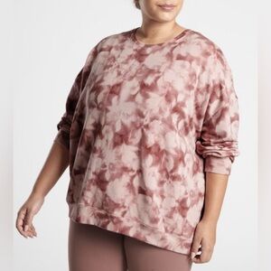 Athleta Studio to Street Printed Pullover | Size Medium Cozy Pink Print Sweater